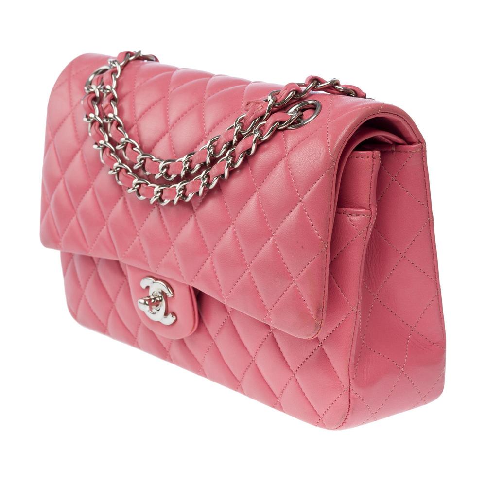 CHANEL Timeless double flap shoulder bag in Pink quilted lambskin leather, SHW - Picture 5 of 12